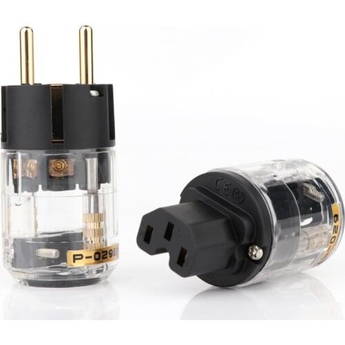 Hifi Audio EU Version P-029E+C-029 Power Plug IEC Female Power Connector hi-end diy power cable Plug adapter