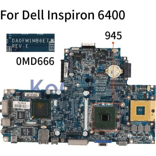 KoCoQin CN-0MD666 0MD666 For Dell Inspiron 6400 Laptop motherboard DA0FM1MB6E7 945 Mainboard