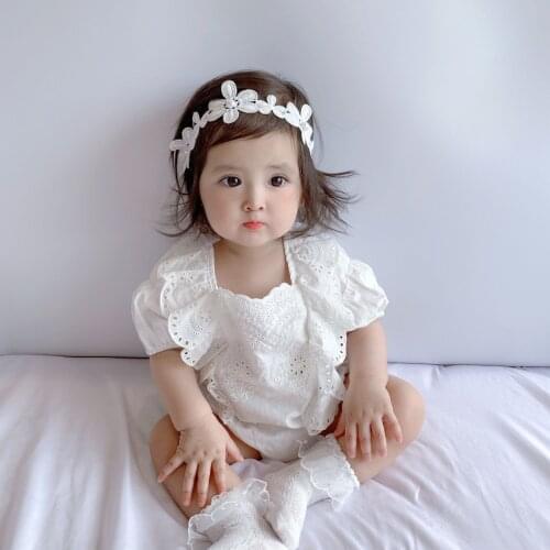 Adorable Newborn Baby Girl Lace Romper Clothing Summer Toddler Kids Short Sleeve Cotton Jumpsuit Costume One Piece Summer Cozy