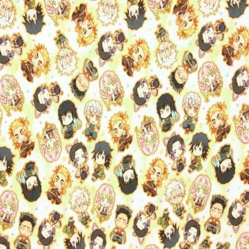 Cartoon Anime Demon Print 100% Cotton Fabric for Girl Clothes Bedding Set Hometextile Cushion Cover Backpack DIY