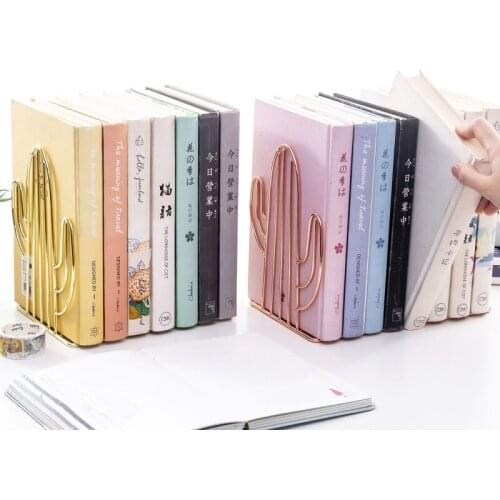 Creative Cactus Flamingo Love Shaped Metal Bookends Desk Organizer Storage Holder Shelf Iron Support Holder For Books