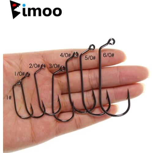 Bimoo 20PCS High Carbon Steel 60 Degree Jig Hook Big Size Thicked Soft Worm Hooks For Seawater Freshwater Fishing