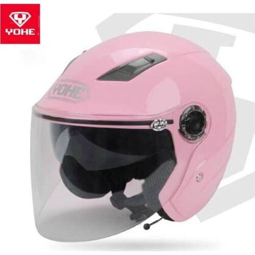 Summer New YOHE Half Face Motorcycle helmets with Bluetooth Double Lens Motorbike Helemet for women and men Moto Casque