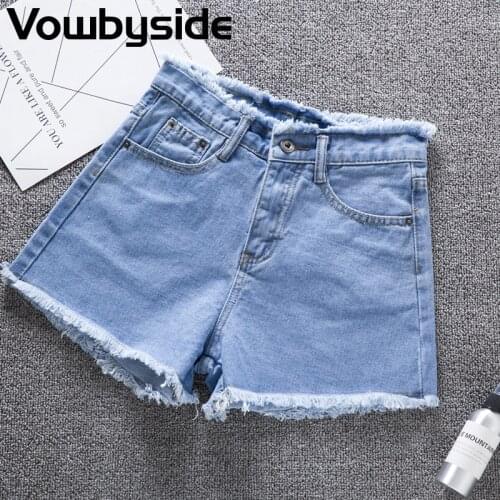 Summer Womens Denim Shorts Solid Color Casual Shorts Large Size Jeans Hot Pants