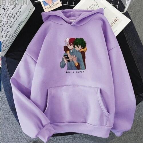 2021 Hot Anime Cartoon My Hero Academia Hoodies Sweatshirts Printing Long Sleeve Pullovers Unisex Plus Size Casual Men Clothing