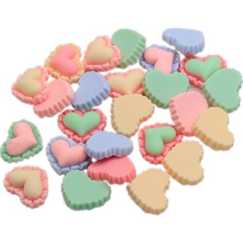 Mini SImulation Heart Cookies Bread Resin Crafts Flatback Cabochon For Hair Bow Center Scrapbooking For Phone Decor