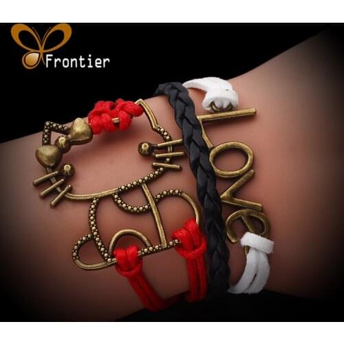 Fashion Charm jewelry leather Double infinite Multilayer Braided Wax Rope Bracelets Gift For Women AB015