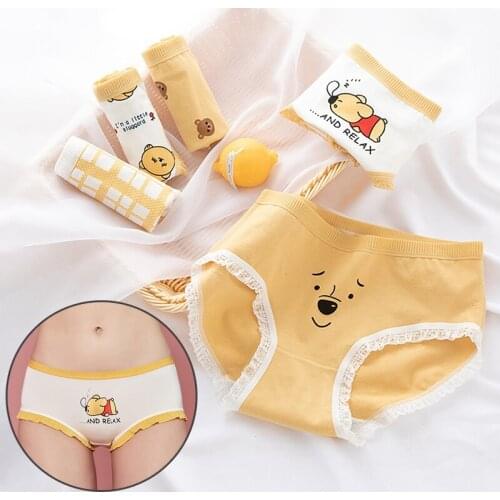 Cartoon Girls Panties Cotton Underwear Children Cute Bear Underpant Breathable Briefs Lingeries Panties for 12-16Y 4pc/set