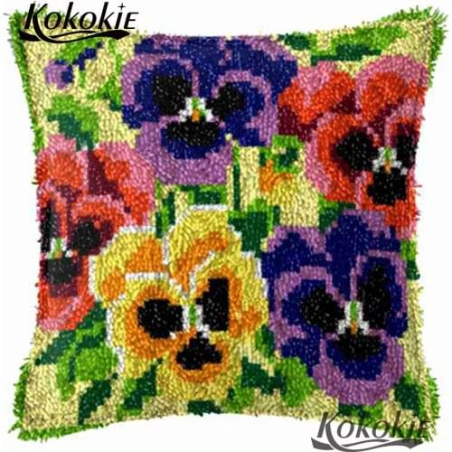 Cross stitch kits handicraft needlework sets latch hook rug pillow kits embroidery yarn flower cushion mat Patchwork Pillowcase