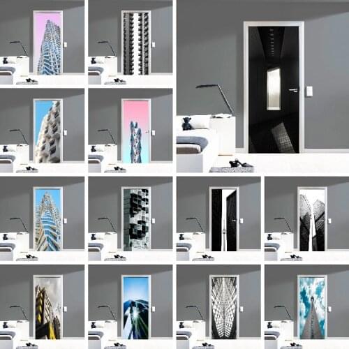 3d Landscape Home Decoration Door Stickers Architectural Art Creative Stickers Window Glass Elevator Door Stickers Waterproof