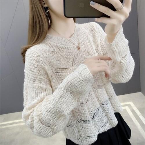 Room 172794, row 5, No.1 lower] real photo of spring dress solid color hollow out short round neck Pullover 40