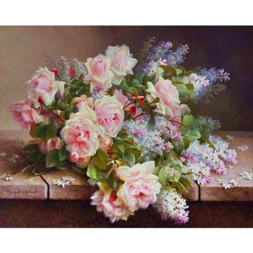 New 3D square diamond mosaic diy Painting peony flower pictures 3D embroidery wall sticker home decor canvas A637D