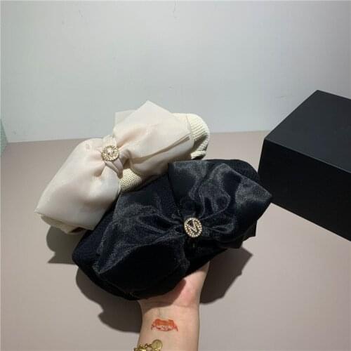 202109-wei NEW Breathable knitting organza Rhinestone letter bowknot lady beret hat women Leisure painter hat