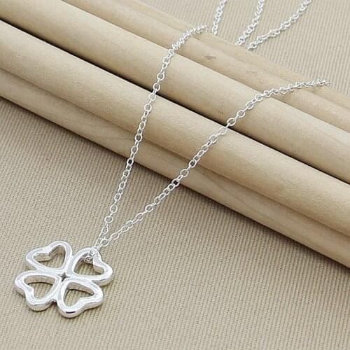 New Classic 925 Silver Necklace Elegant Four-Leaf Clover Necklace Pendant High Quality Fashion Jewelry
