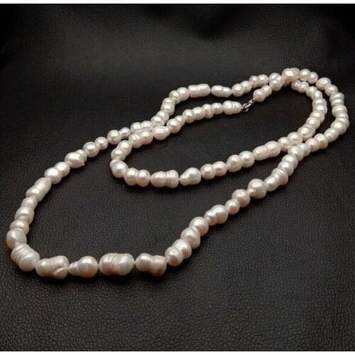 30'' 50'' 80cm 125cm 15mm white baroque twins pearl necklace natural freshwater pearl Woman Jewelry 35cm 43cm 17'' 14