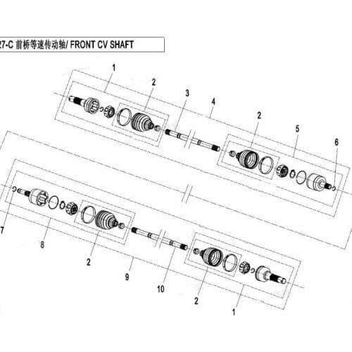 Front left drive shaft suit for CF800UTV CFMOTO BUGGY code is 703A-270100-50000