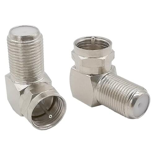 10Pcs F Type Right Angle Male to Female RF Connector 90 Degree Coax Adapter F Plug to F Jack Connector