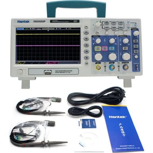 Osciloscopio Hantek DSO5202P Digital Oscilloscope Portable 200MHz Bandwidth 2 Channels Handheld LCD USB Oscilloscopes Multimetro