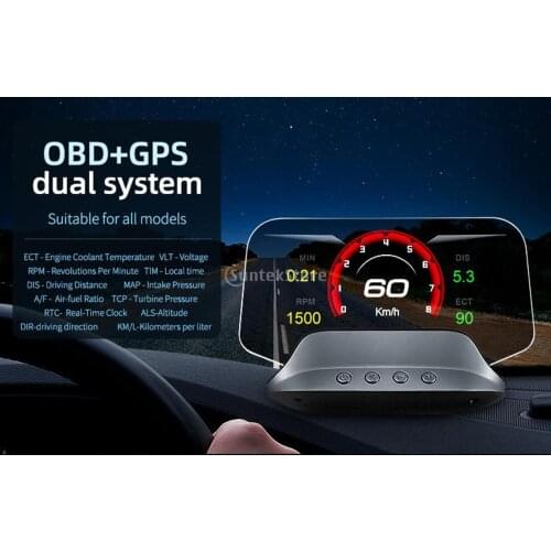 OBD2 +GPS Smart Car Head Up Display Overspeed Warning Speedometer Navigation Diagnostic Tool