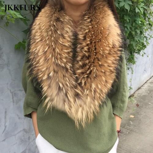 Womens Magnetic Real Raccoon Fur Big Collar Fashion Style Scarf 90cm / 100cm Winter Neck Warm Thick Fur S7230