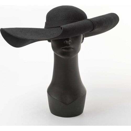 King Wheat Winter 2021 Wide Big Brim Wool Black Dome Crimping Women Fedora Stage Performance Show Lady Fashion Outdoor Top Hat