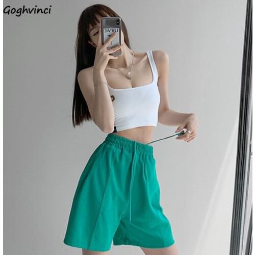 Shorts Women Straight Empire Drawstring All-match Running Summer Harajuku Unisex Soft Japanese Style Mujer Jogger Solid Trousers