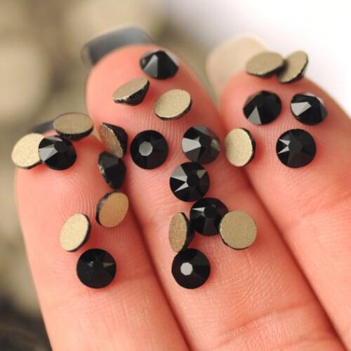 Jet Flat Back Rhinestone Black 2088 Crystal Strass 8 big + 8 small Cut Face Crystals Back DIY Nail Art Rhinestones