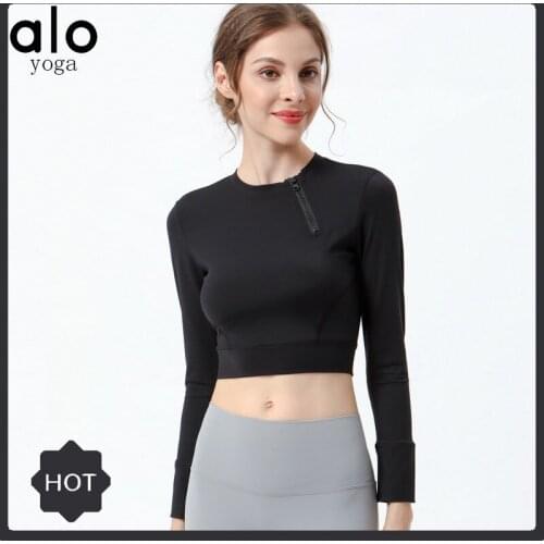 ALO Yoga Trendy Leisure Long Sleeve Tops Running Sports Professional Fitness Clothes Slim Short Style Yoga T-shirts Women /40