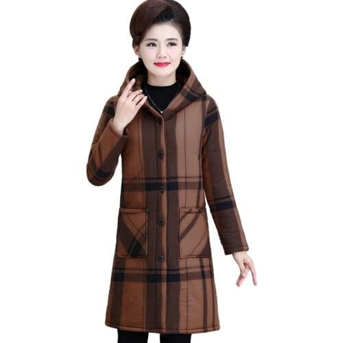 Trending Products Large size Cotton Clothes Women Trench Coat Autumn / Winter Warm Outerwear Hooded Plus Cashmere Long Jacket