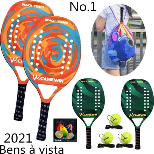 In stock 7in1 Carbon fiber beach tennis racket unisex with soft EVA core tennis racket, With colorful tennis racket storage bag