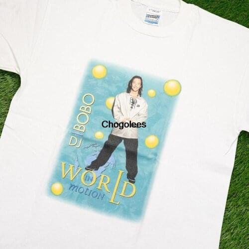 Vintage 1996 DJ Bobo T Shirt (L) World in Motion Tee 90s Eurodance Techno Collection Tic Tac Toe Mr. President Dr
