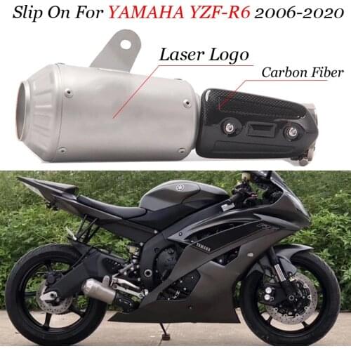Slip On For YAMAHA YZF-R6 R6 2006 - 2019 Motorcycle Exhaust Escape Moto Modified Connection Muffler with Laser Logo with Cover
