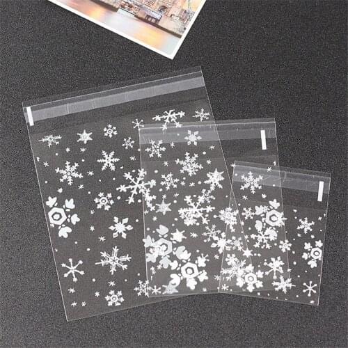 Snowflake Candy Bag 100pcs/set 4 size cheap gift boxes Cookie Box Self Adhesive Gift box birthday Party Xmas Wedding decoration