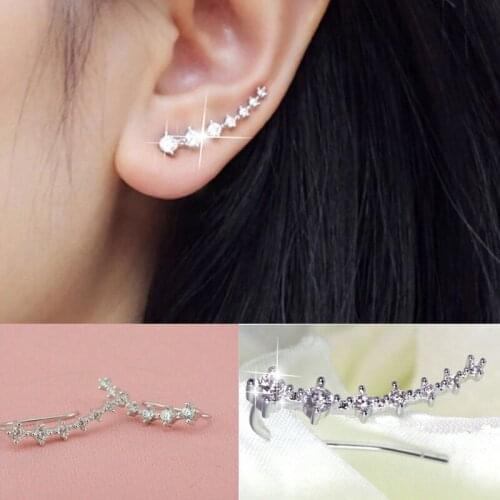 Female Trendy Gold Rhinestone Stud Earrings Cyrstal Long Ear Hook Fine Jewelry Gift Popular Woman Accessories Jewelry Hot