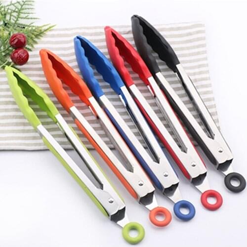 BBQ Household 9-inch Thick Stainless Steel Food Clip Five Sided Flower Antiskid Handle Bread Clip Barbecue Clip Baking Tool