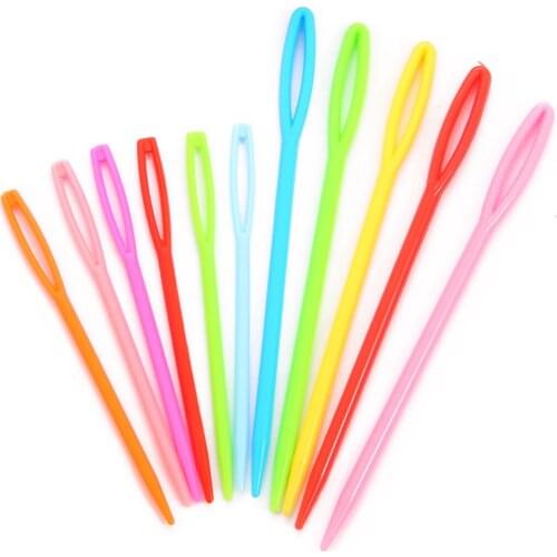 20PCs Mixed Color 7cm/9cm Plastic Knitting Needles Crochet Hooks Wool Yarn Needle Children DIY Sweater Weaving Tools Accessories
