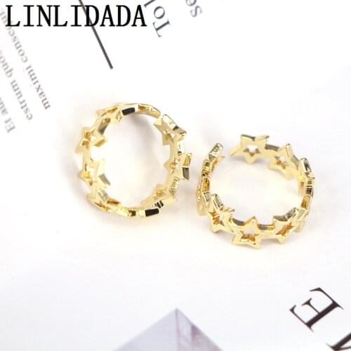 8Pcs, Wholesale Fashion Gold Color Jewelry Simple Hollow Star Rings for Women Girl Ring