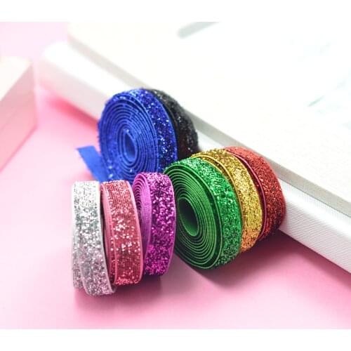 8 Yards/Colors 10mm Glitter Velvet Ribbon Headband Clips Bow Wedding Party Decoration Gift Packaging Materials