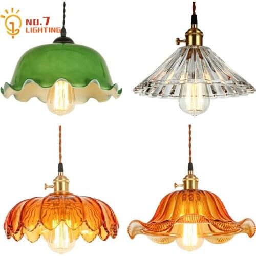 American Country Vintage Copper Crystal Pendant Lights Minimalist Retro Hanging Lamp Dining Room Furniture Loft Cafe Restaurant