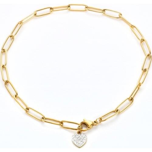 Fashion Crystals Heart Pendant Anklets Foot Chain High Quality Stainless Steel Bracelet Beach Barefoot Chain Jewelry For Women