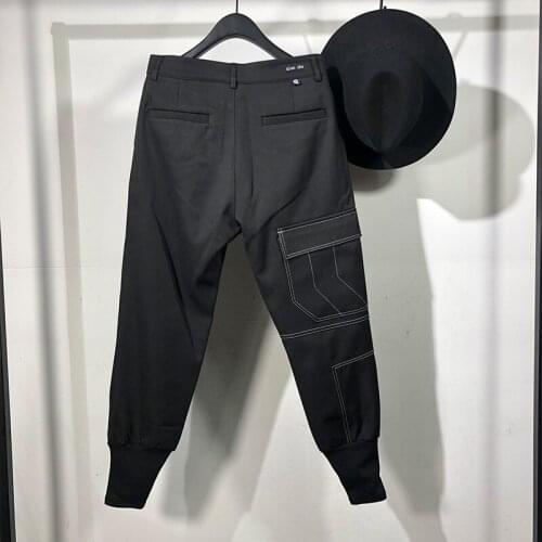 Owen Seak Men Casual Cargo Harem Pants High Street Wear Hip Hop Ankle Length Mens Clothing Sweatpants Autumn Black Pants