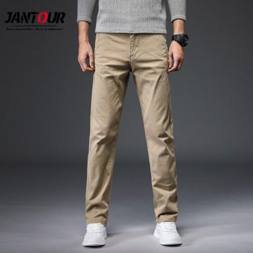 2021 Brand New Mens Middle waist Trousers Pure Color Mens Pants for Men Thick Cotton Pant Man Straight Trouser big size 28-40