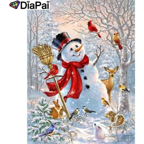 DIAPAI Diamond Painting "Snowman bird deer" Cross Stitch Custom Photo Diamond Embroidery Square Round Drill Home Decor A26744