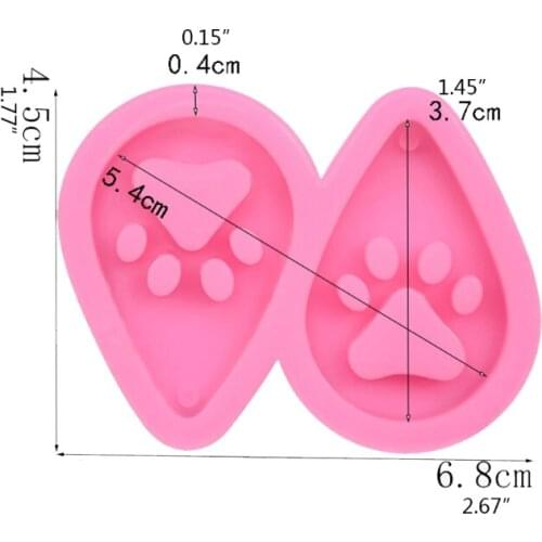 DIY Dog Paw Keychain Epoxy Resin Mold Key Chain Earrings Pendants Silicone Mould LX9E