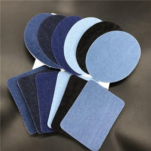 Denim Patches Heat Transfers Iron On Sew On Repair Jeans Elbow Knee Back Patch For Clothes Stickers Decorative Appliques