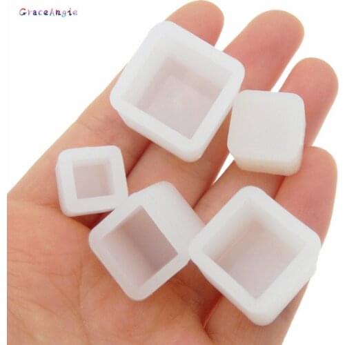 GraceAngie 5pcs/lot Square Shape Silicone Gel Mould Without Hole Silicone Casting Molds Tools DIY Jewelry Making 8-16mm