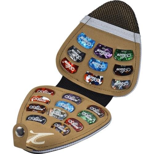 Hot Sale PU Leather Guitar Picks Holder Case Bag Large Capacity with 20pcs Celluloid Picks