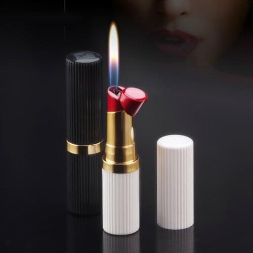 Fmale Lipstick Inflatable Fierce Firepower Lighter Butane Gas Encendedores Metal Isqueiro Cigarette Accessories Gadgets for Men