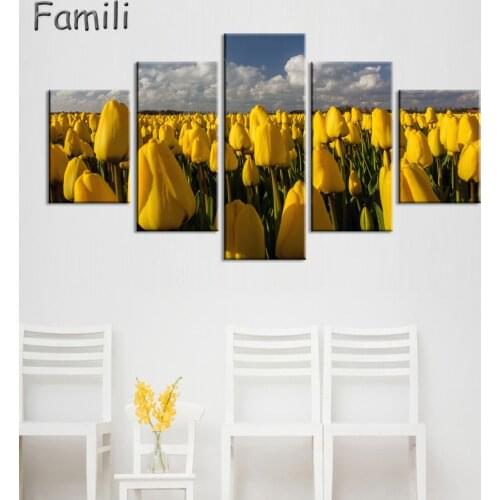 HD Prints Modular Pictures Home Decor Poster 5 Pieces Beauty Pink Flowers Canvas Paintings Living Room Wall Art PENGDA