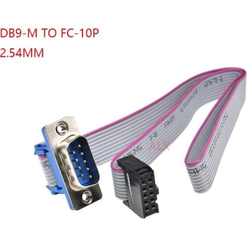 2PCS 30CM DB9 MALE to FC-10P FEMALE CABLE rs232 serial port connector to 2.54MM FEMALE PLUG adapter Extension Cable